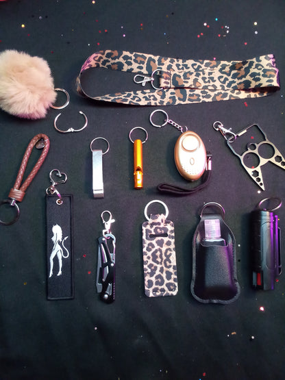 Leopard Print Safety Keychain Set