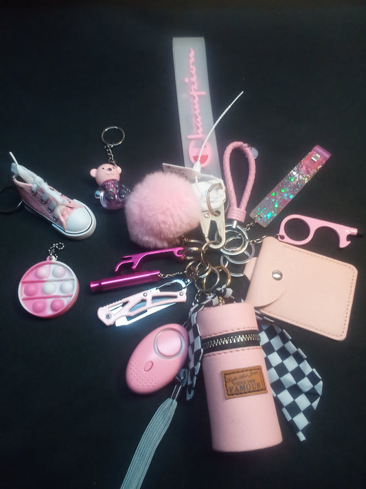 Baby Pink Champs Safety Keychain Set