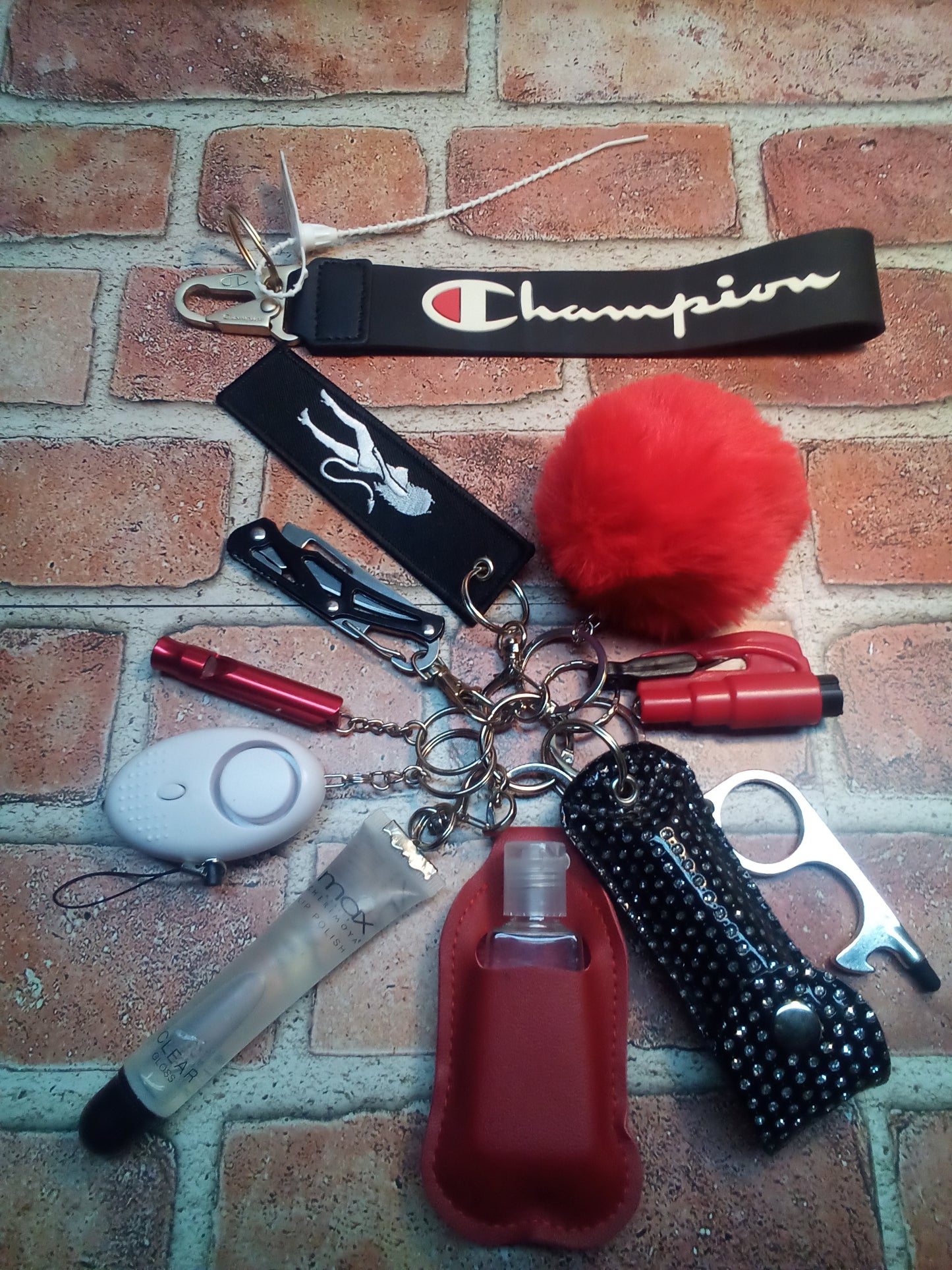 Champs Black N Red Safety Keychain Set