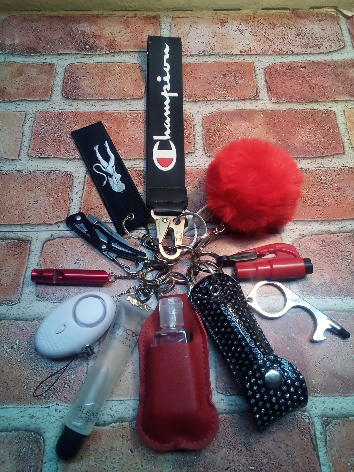 Champs Black N Red Safety Keychain Set