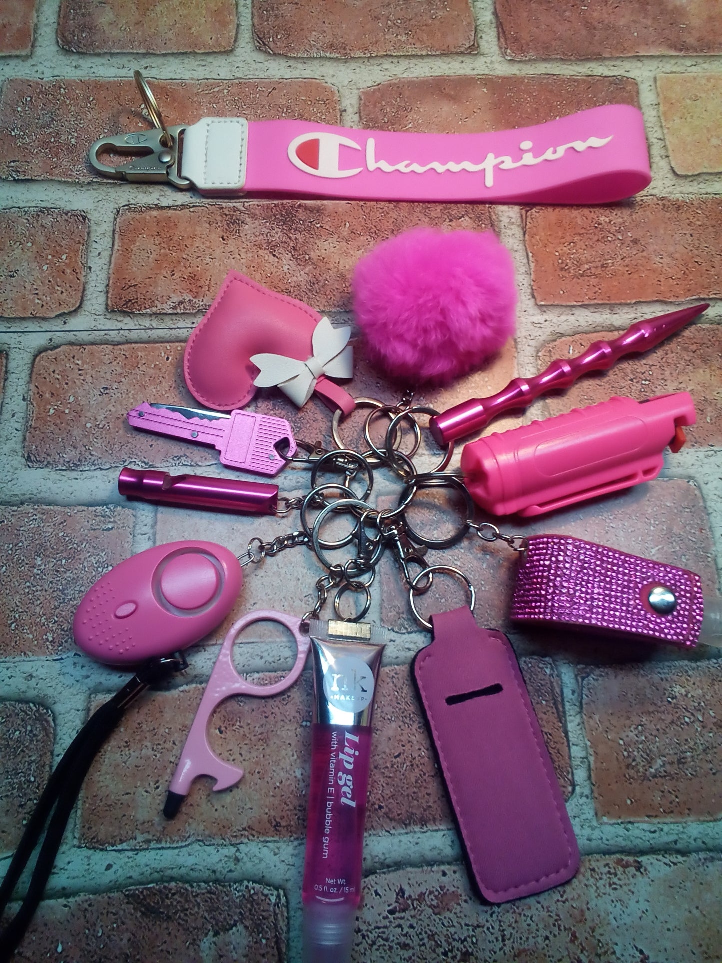 Hot Pink Champ Keychain Set