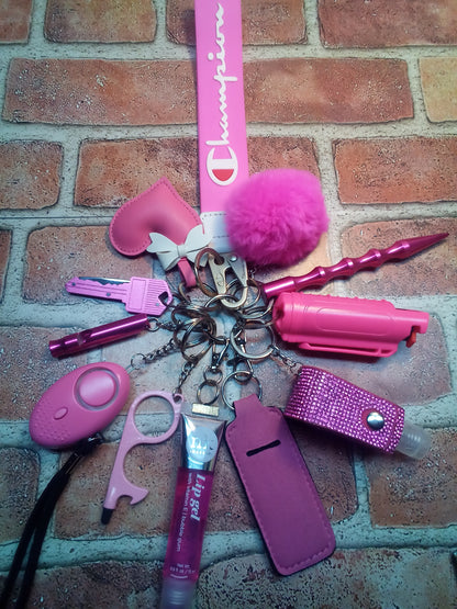 Hot Pink Champ Keychain Set