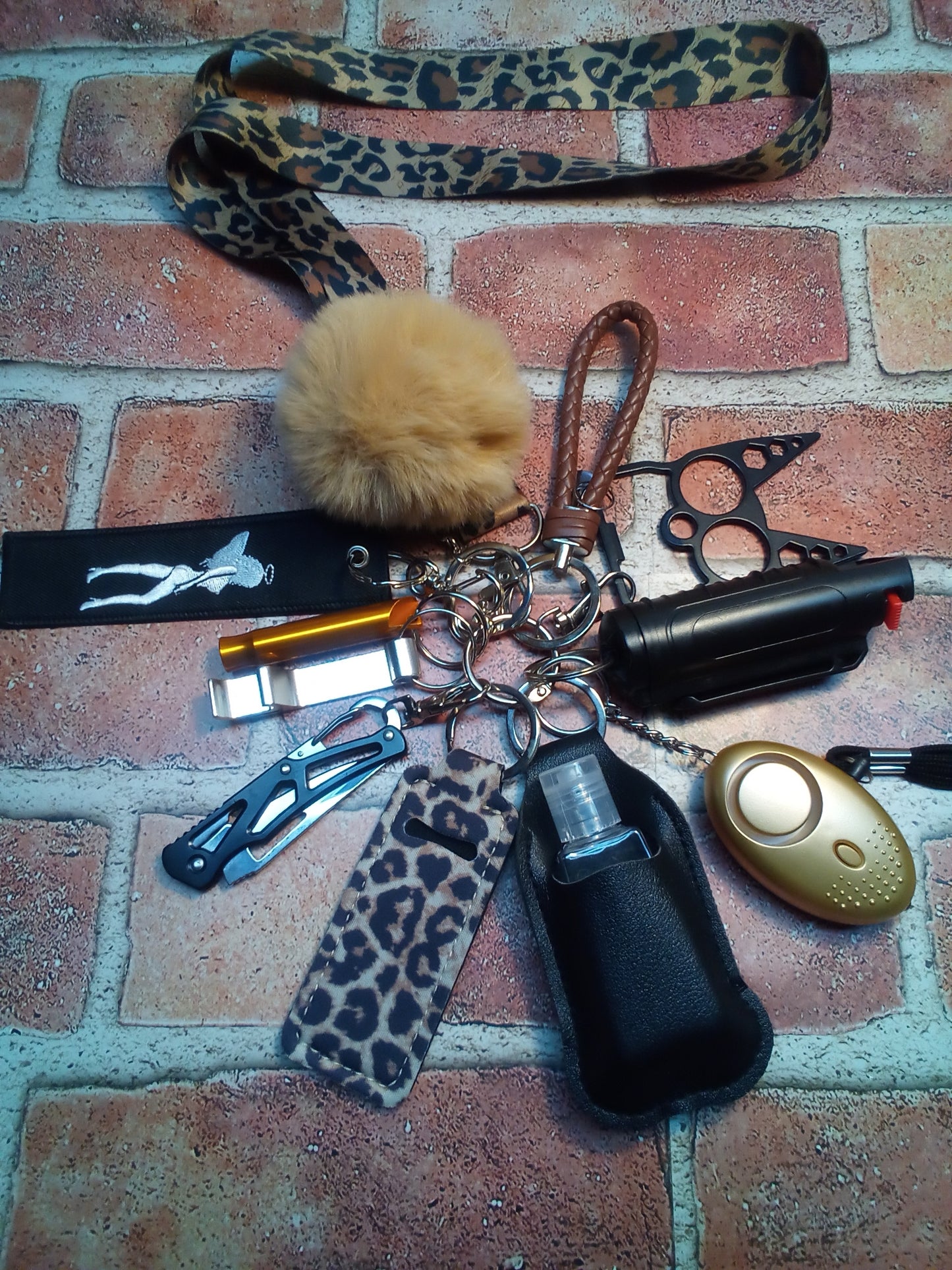 Leopard Print Safety Keychain Set